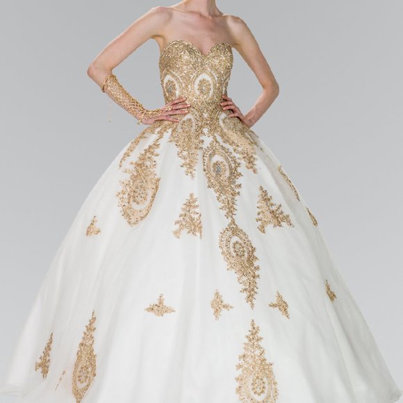 new off white Sweetheart Neck Ballgown Evening Dress GSGL2379